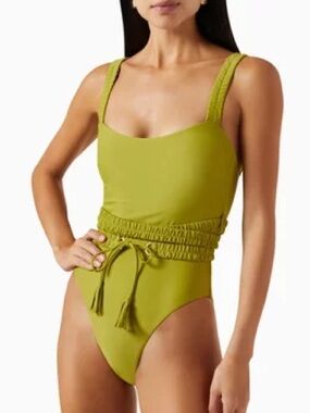 Andrea Iyamah Antii One-Piece Swimsuit Size S Wasabi Green Belted Chic